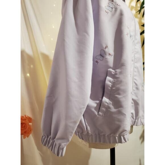 Keneth Too! Vtg Embroidered Butterfly Zip Jacket Womens Size XL Purple Pockets - Picture 7 of 11